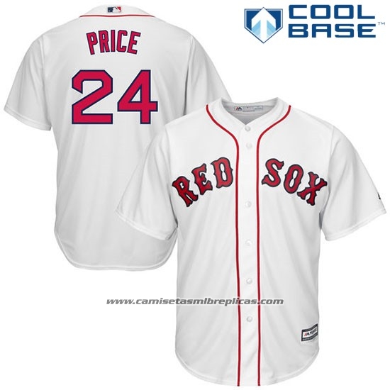 Camiseta Beisbol Hombre Boston Red Sox 24 David Price Collection Blanco Cool Base Jugador